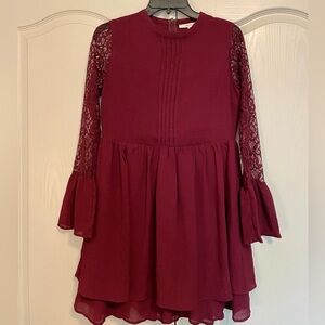 Andree Maroon Babydoll Dress, Size Small
